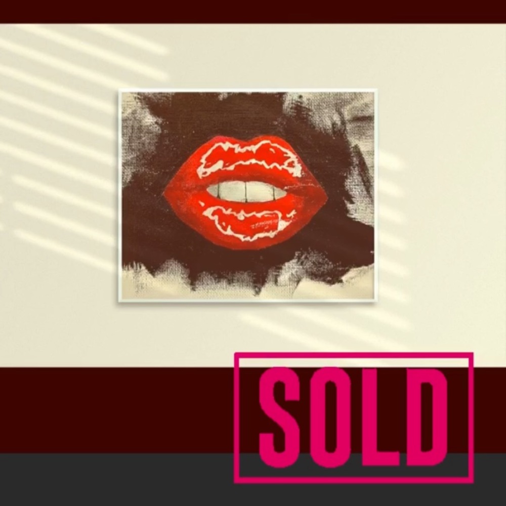 Handmade Pouty Lips 5x7 Acrylic Painting 💋